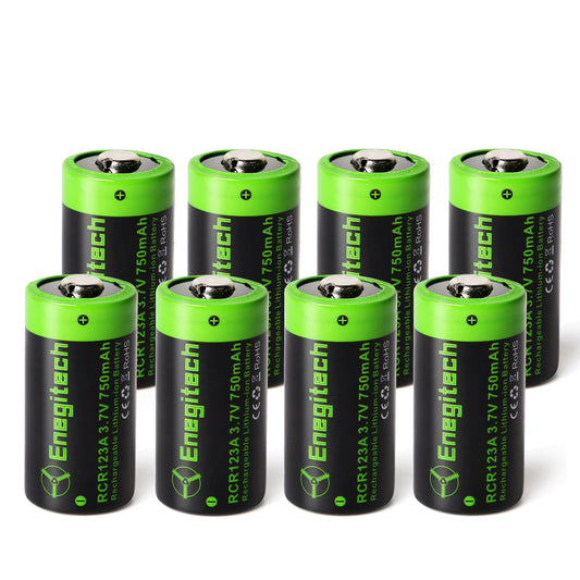 Enegitech RCR123A Rechargeable Lithium Batteries - 8 Pack